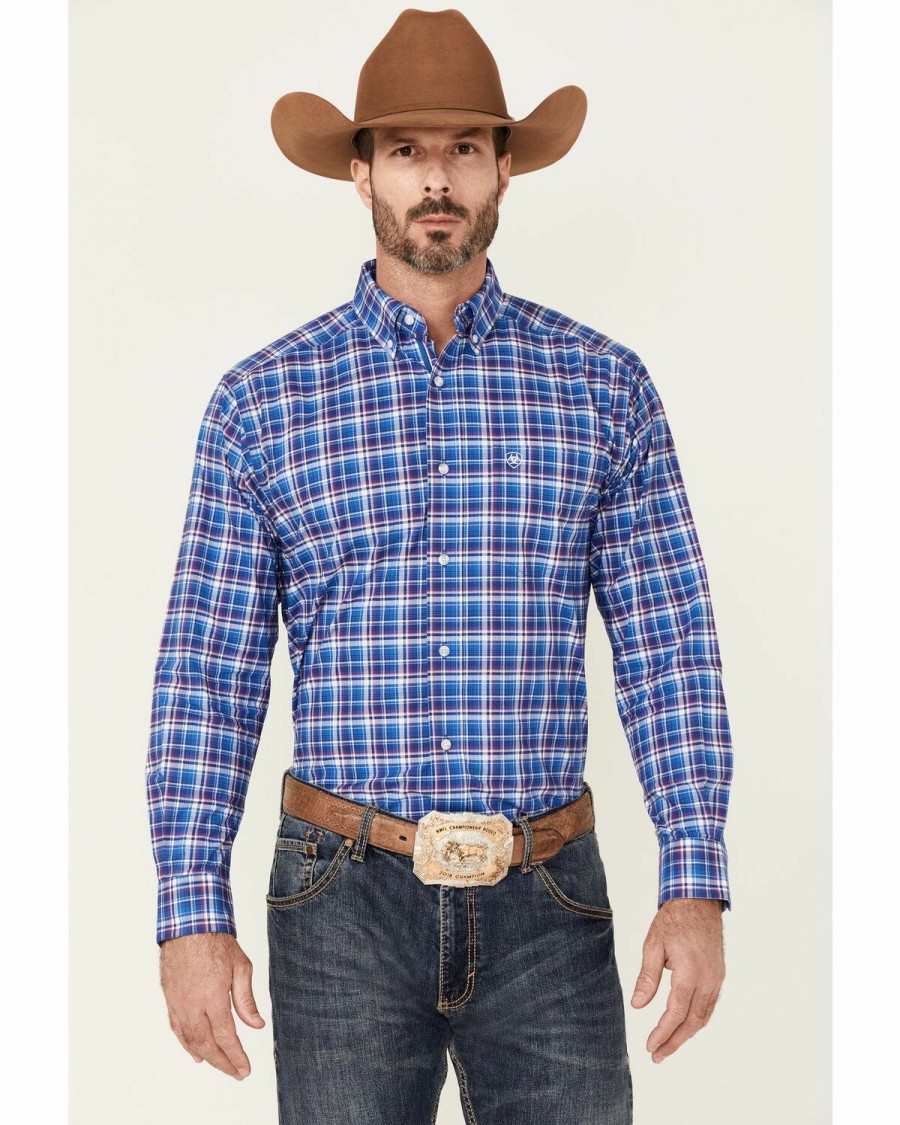 Men'S Clothing * | Ariat Men'S Andrew Stretch Plaid Long Sleeve Button-Down Western Shirt Outlet