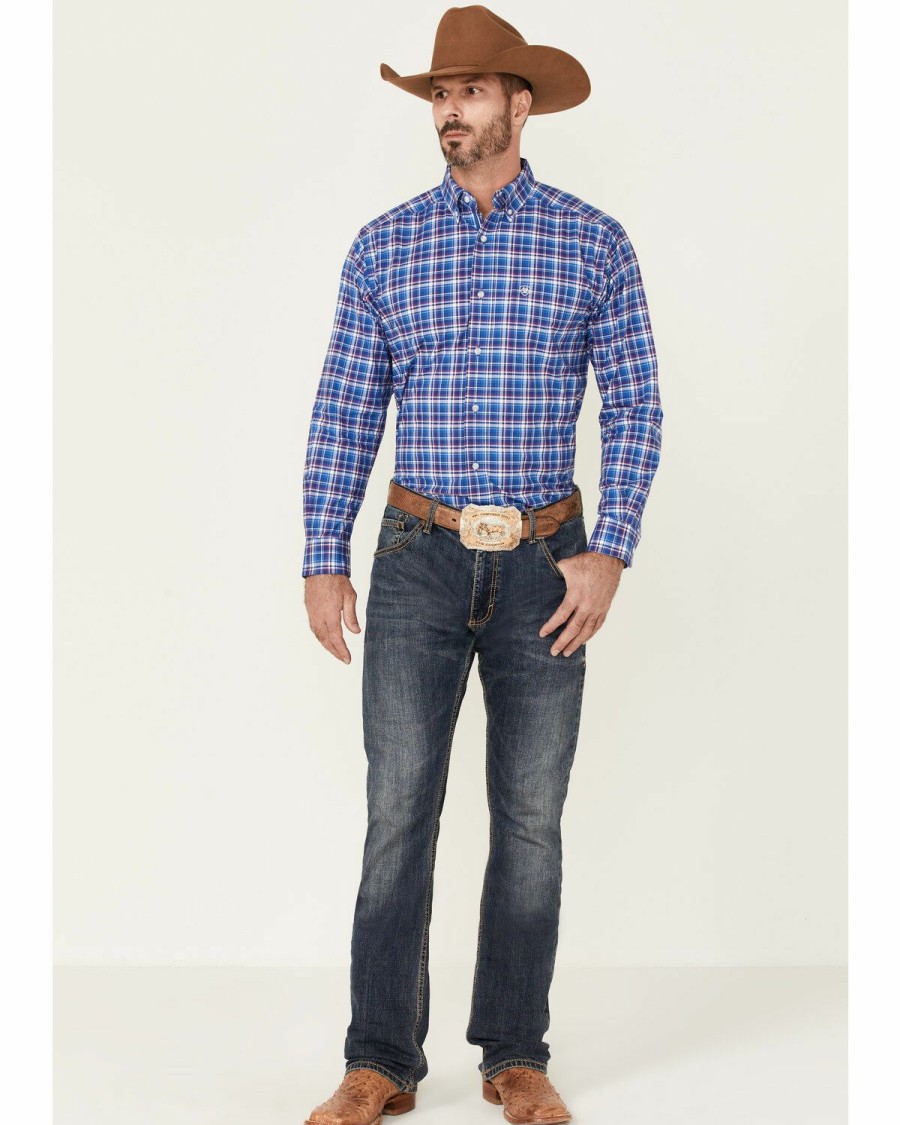 Men'S Clothing * | Ariat Men'S Andrew Stretch Plaid Long Sleeve Button-Down Western Shirt Outlet