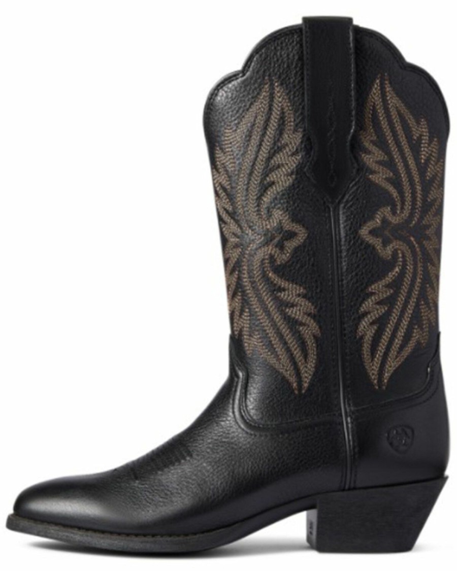 Boots & Shoes * | Ariat Women'S Black Deertan Heritage R Toe Stretch Fit Full-Grain Western Boot Round Toe Clearance