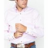 Men'S Clothing * | Ariat Men'S Pink Striped Long Sleeve Western Shirt Sale