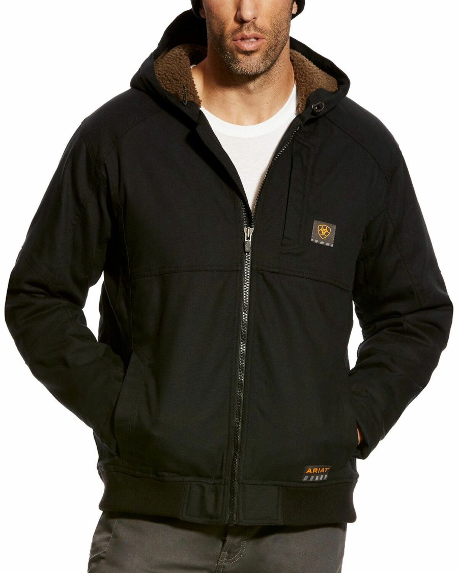 Men'S Clothing * | Ariat Men'S Black Rebar Duracanvas Hooded Work Jacket Online