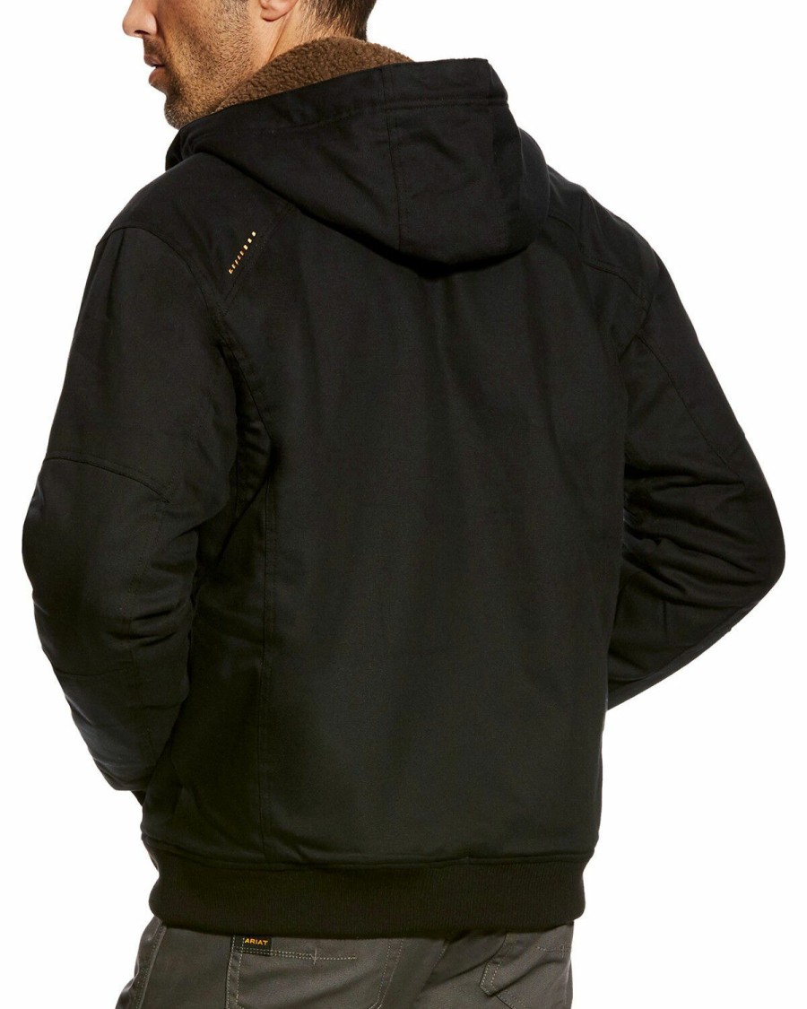 Men'S Clothing * | Ariat Men'S Black Rebar Duracanvas Hooded Work Jacket Online