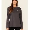 Boots & Shoes * | Ariat Women'S Grey Bolt Logo Long Sleeve Work Tee Clearance