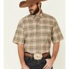 Men'S Clothing * | Ariat Men'S Sand Small Plaid Venttek Drift Short Sleeve Button-Down Western Shirt Sale