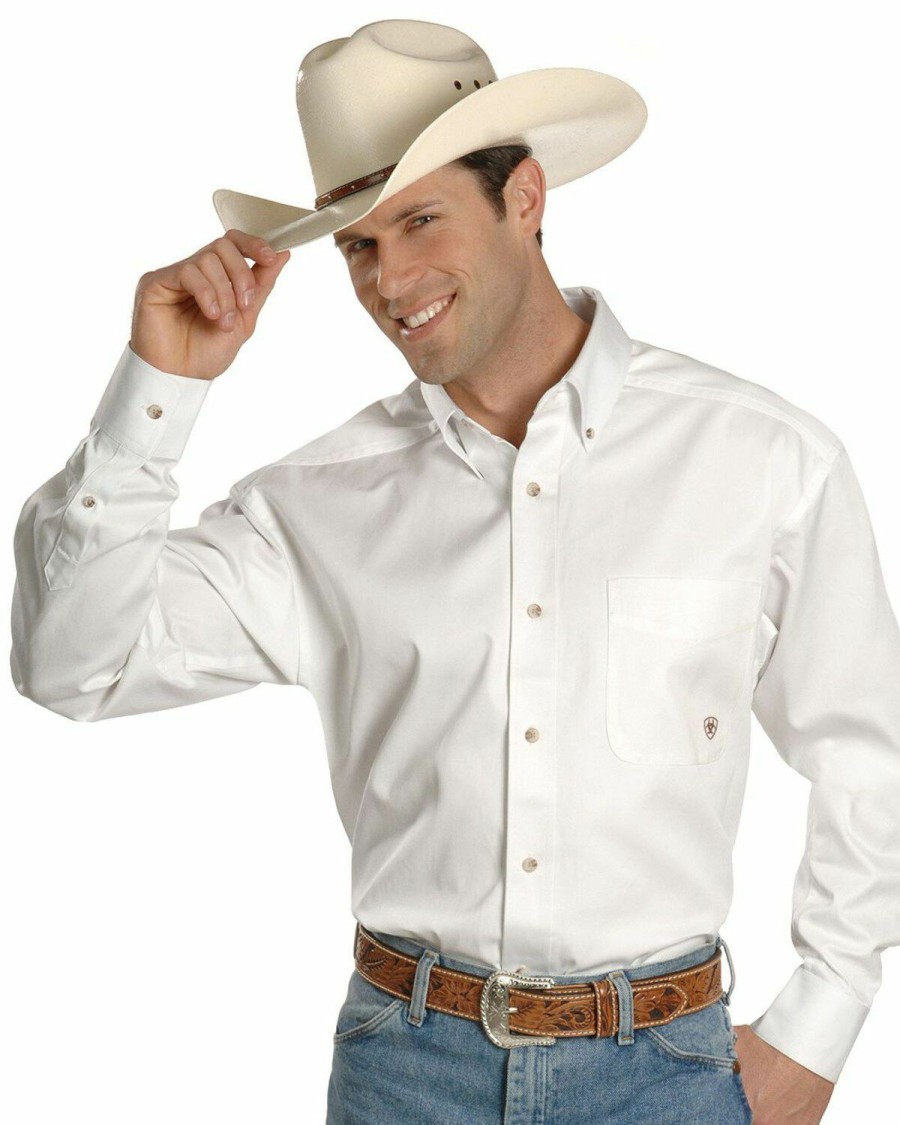 Men'S Clothing * | Ariat Men'S Solid Twill Long Sleeve Western Shirt Big & Tall Clearance