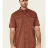 Men'S Clothing * | Ariat Men'S Henna Solid Rebar Washed Twill Short Sleeve Button-Down Work Shirt Discount