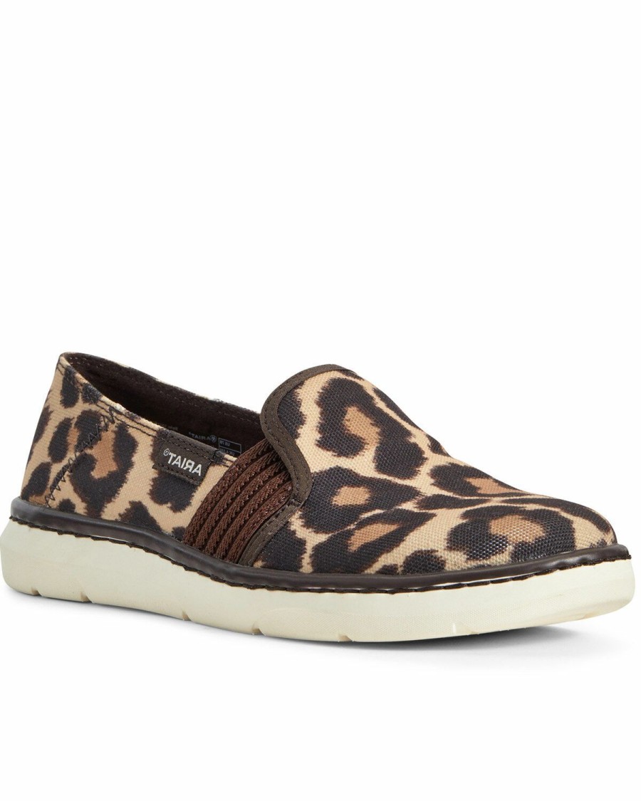 Boots & Shoes * | Ariat Women'S Ryder Slip-On Leopard Shoes Round Toe Clearance