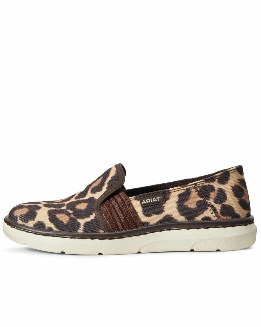 Boots & Shoes * | Ariat Women'S Ryder Slip-On Leopard Shoes Round Toe Clearance