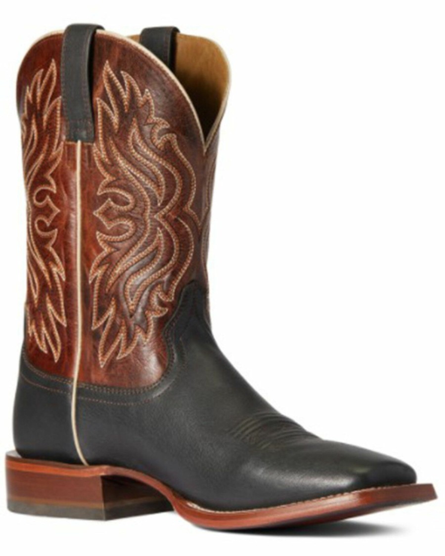 Boots & Shoes * | Ariat Men'S Baked Black & Gulch Red Circuit Greeley Full-Grain Western Boot Wide Square Toe Discount