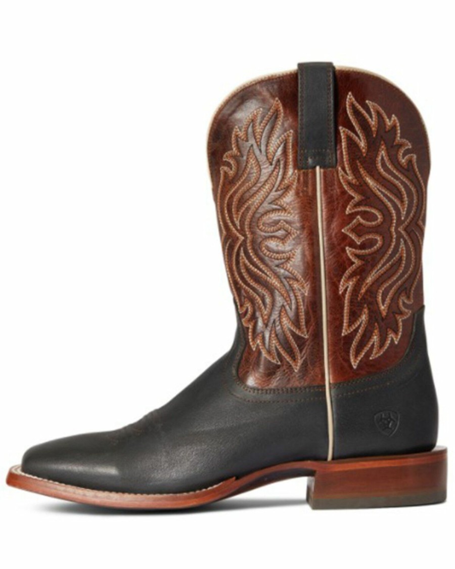 Boots & Shoes * | Ariat Men'S Baked Black & Gulch Red Circuit Greeley Full-Grain Western Boot Wide Square Toe Discount