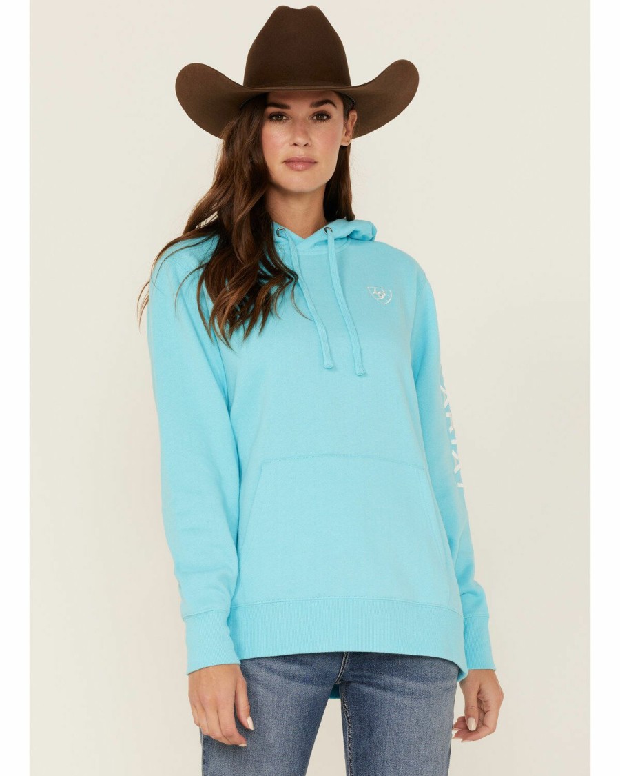 Women'S Clothing * | Ariat Women'S Embroidered Logo Pullover Sweatshirt Hoodie Clearance