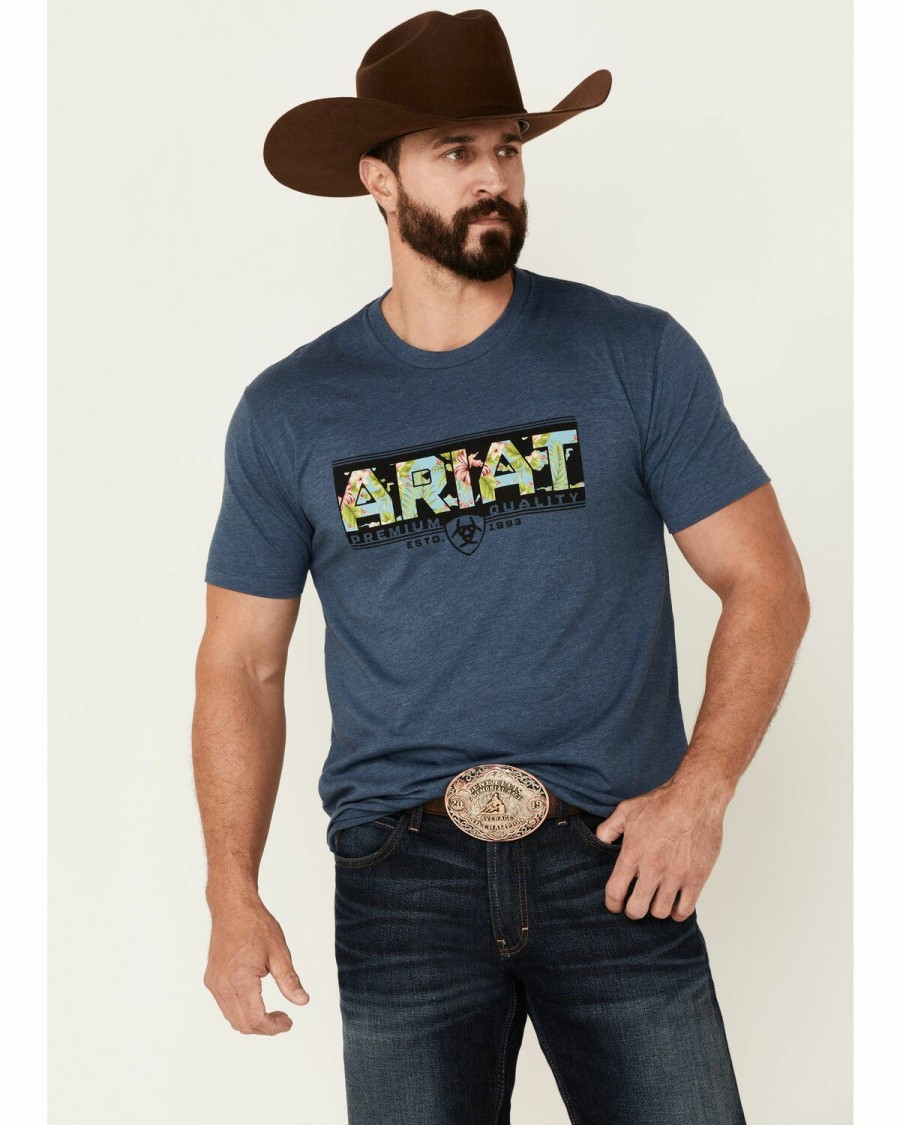 Men'S Clothing * | Ariat Men'S Sailor Hibiscus Logo Graphic Short Sleeve T-Shirt Online