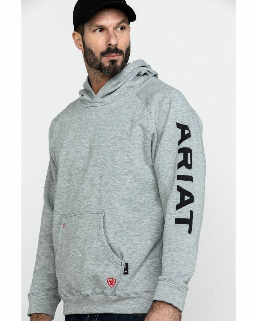 Men'S Clothing * | Ariat Men'S Fr Primo Fleece Logo Hooded Work Sweatshirt Tall Discount