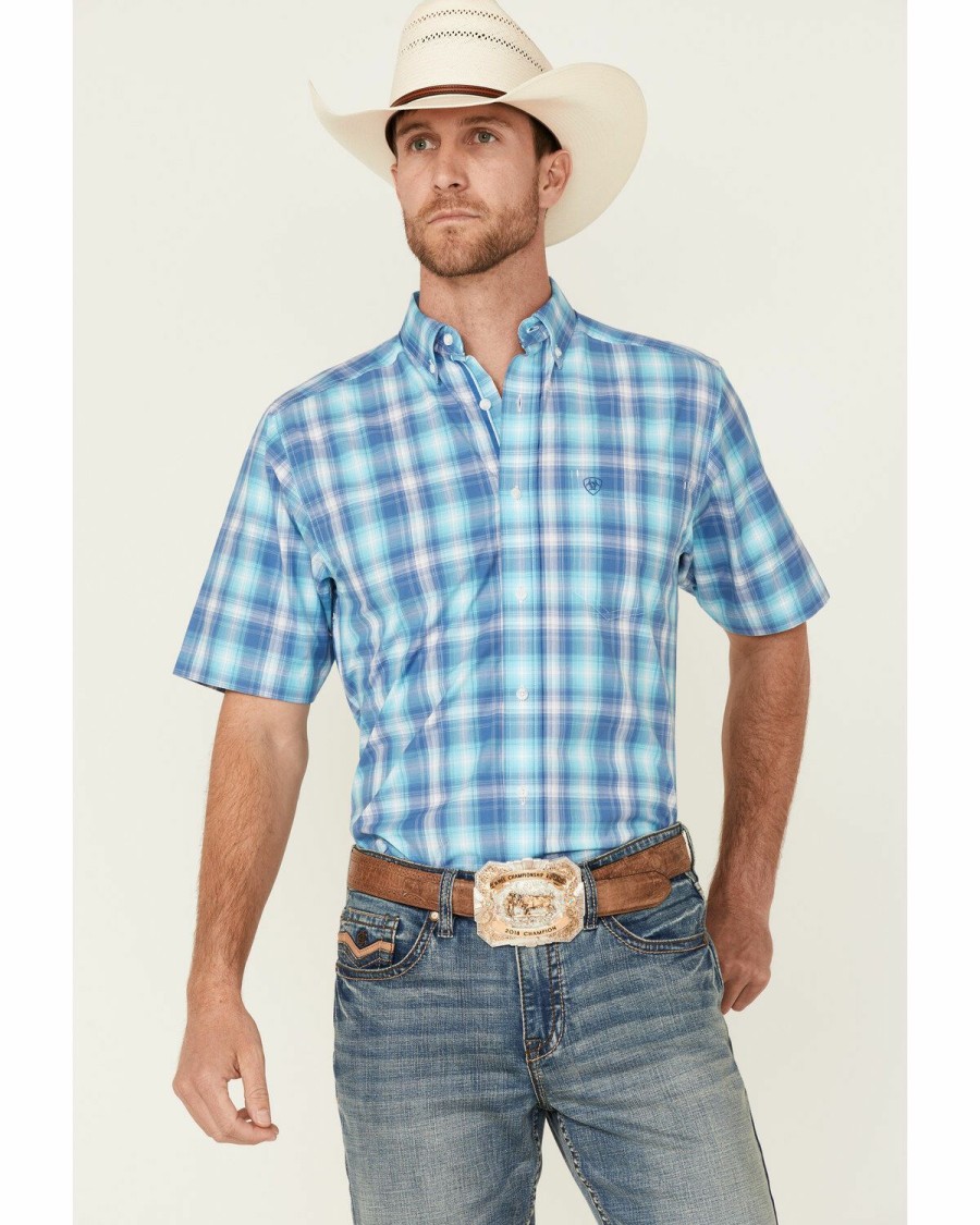 Men'S Clothing * | Ariat Men'S Ian Plaid Short Sleeve Button-Down Western Shirt Discount