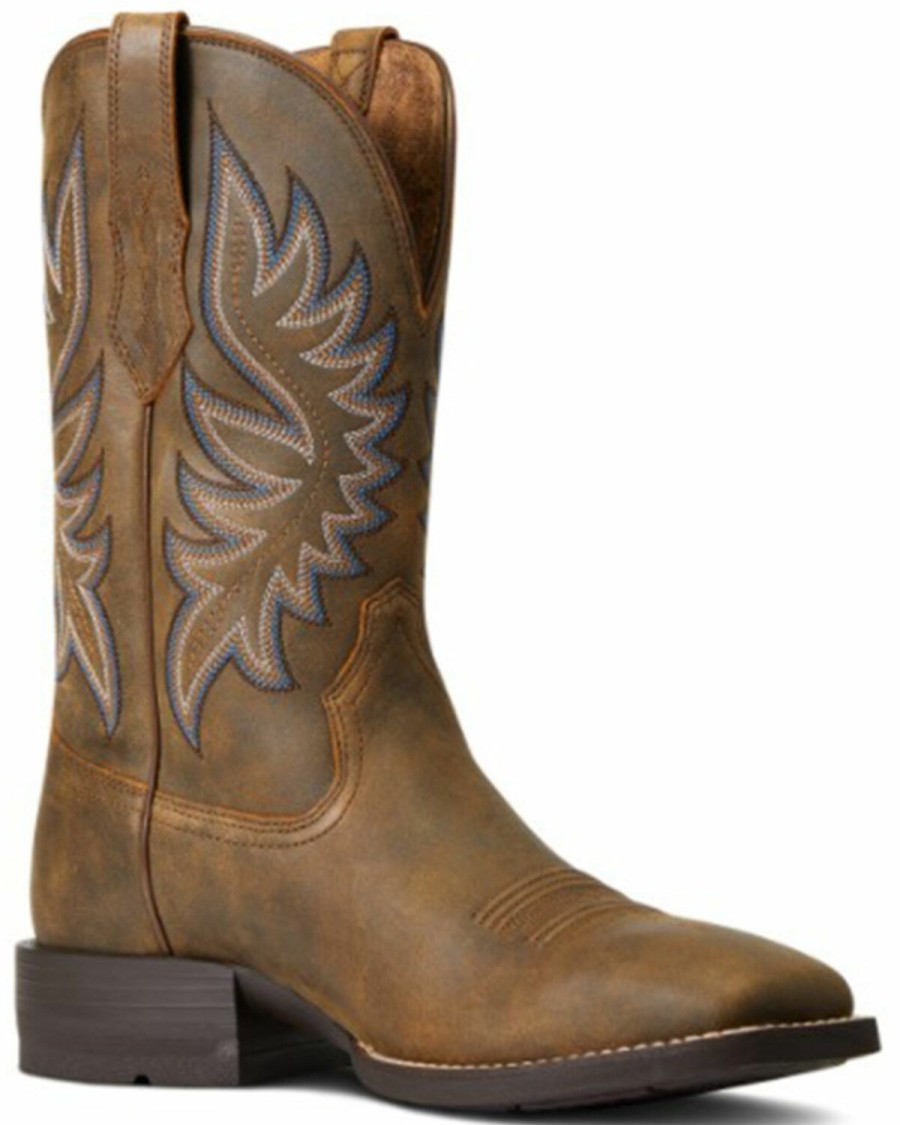 Boots & Shoes * | Ariat Men'S Bear Brown Brander Leather Performance Western Boot Wide Square Toe Clearance