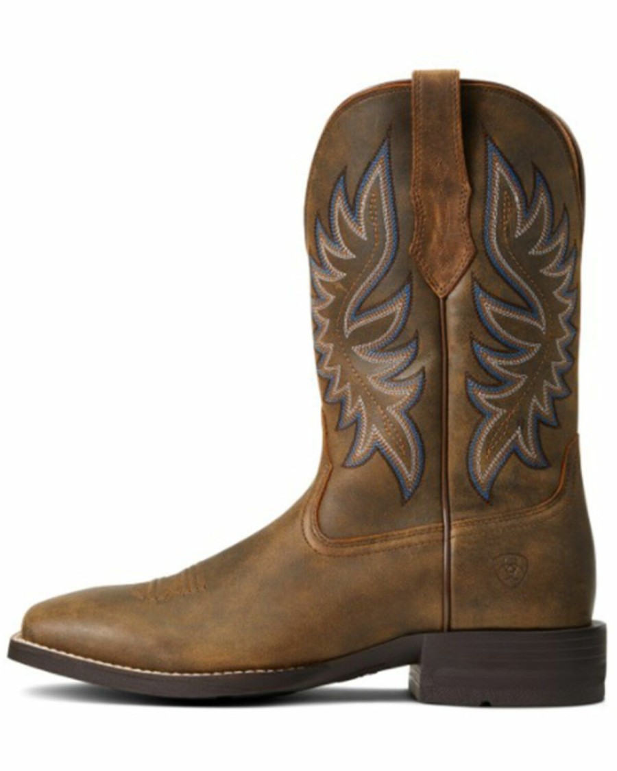 Boots & Shoes * | Ariat Men'S Bear Brown Brander Leather Performance Western Boot Wide Square Toe Clearance