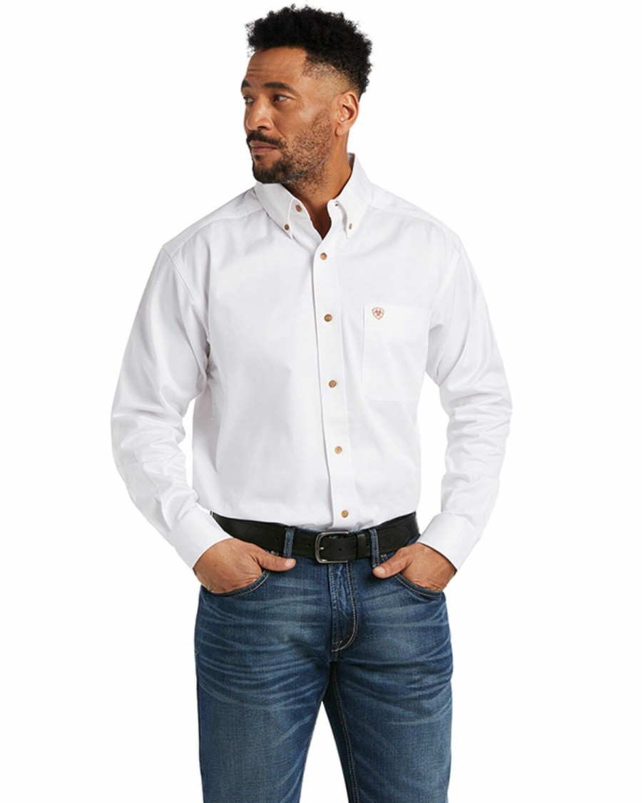 Men'S Clothing * | Ariat Men'S Solid Twill Long Sleeve Western Woven Shirt Sale