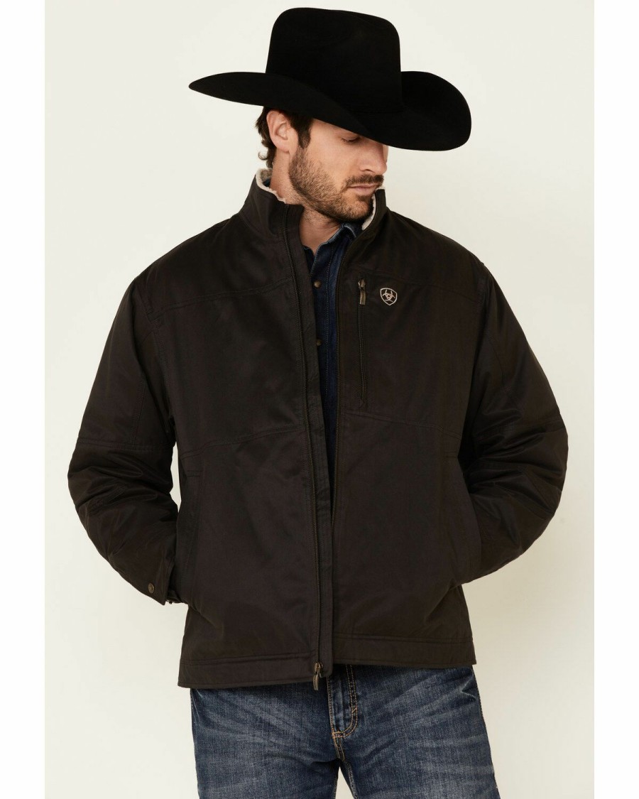 Men'S Clothing * | Ariat Men'S Expresso Grizzly Canvas Cc Insulated Zip-Front Jacket Clearance