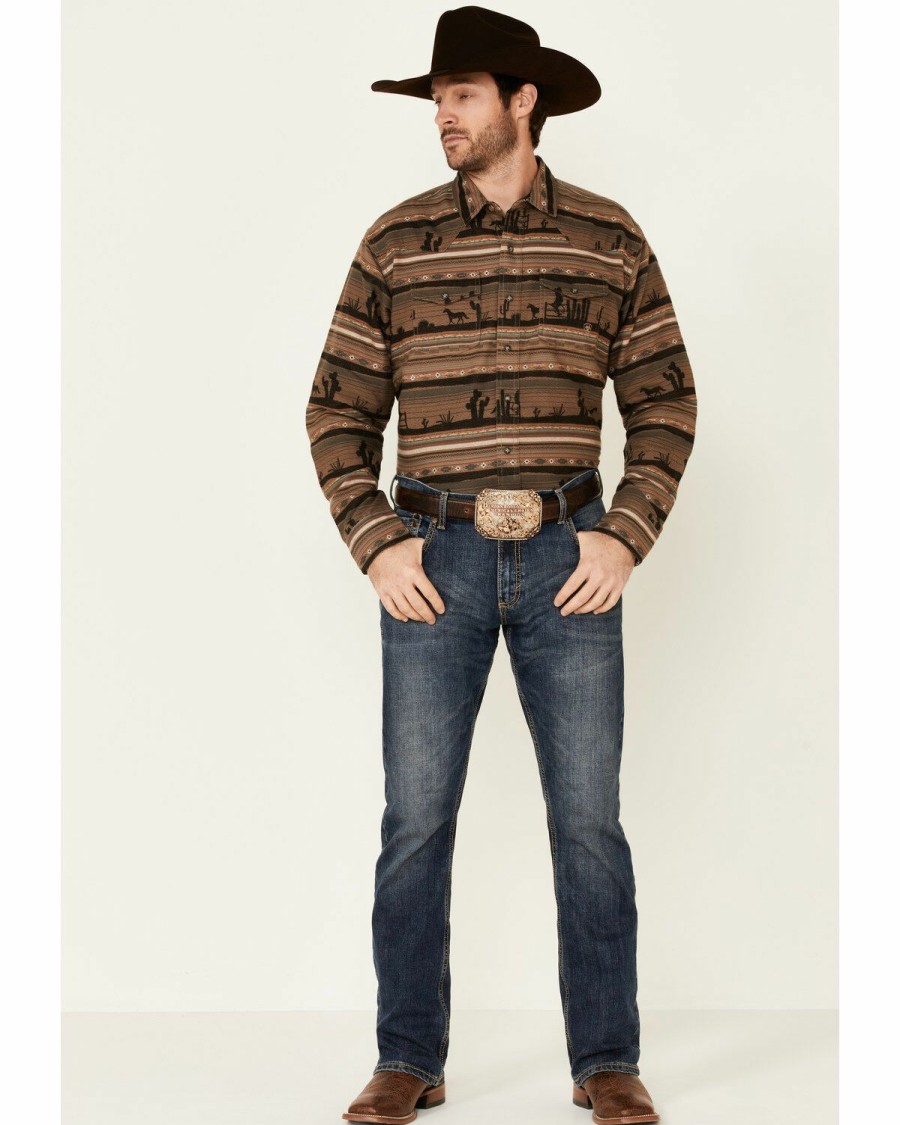 Men'S Clothing * | Ariat Men'S Hawthorne Retro Scenic Stripe Long Sleeve Snap Western Shirt Sale