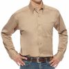 Men'S Clothing * | Ariat Men'S Solid Khaki Twill Long Sleeve Western Shirt Big & Tall Online