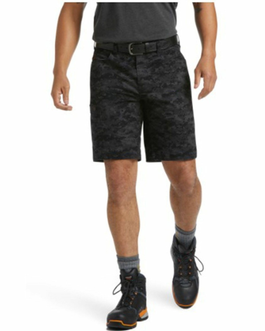 Men'S Clothing * | Ariat Men'S Rebar Digi Camo Print Durastretch Made Tough Work Shorts Sale