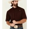 Men'S Clothing * | Ariat Men'S Solid Maroon Vent Tek Short Sleeve Button-Down Western Shirt Big Online