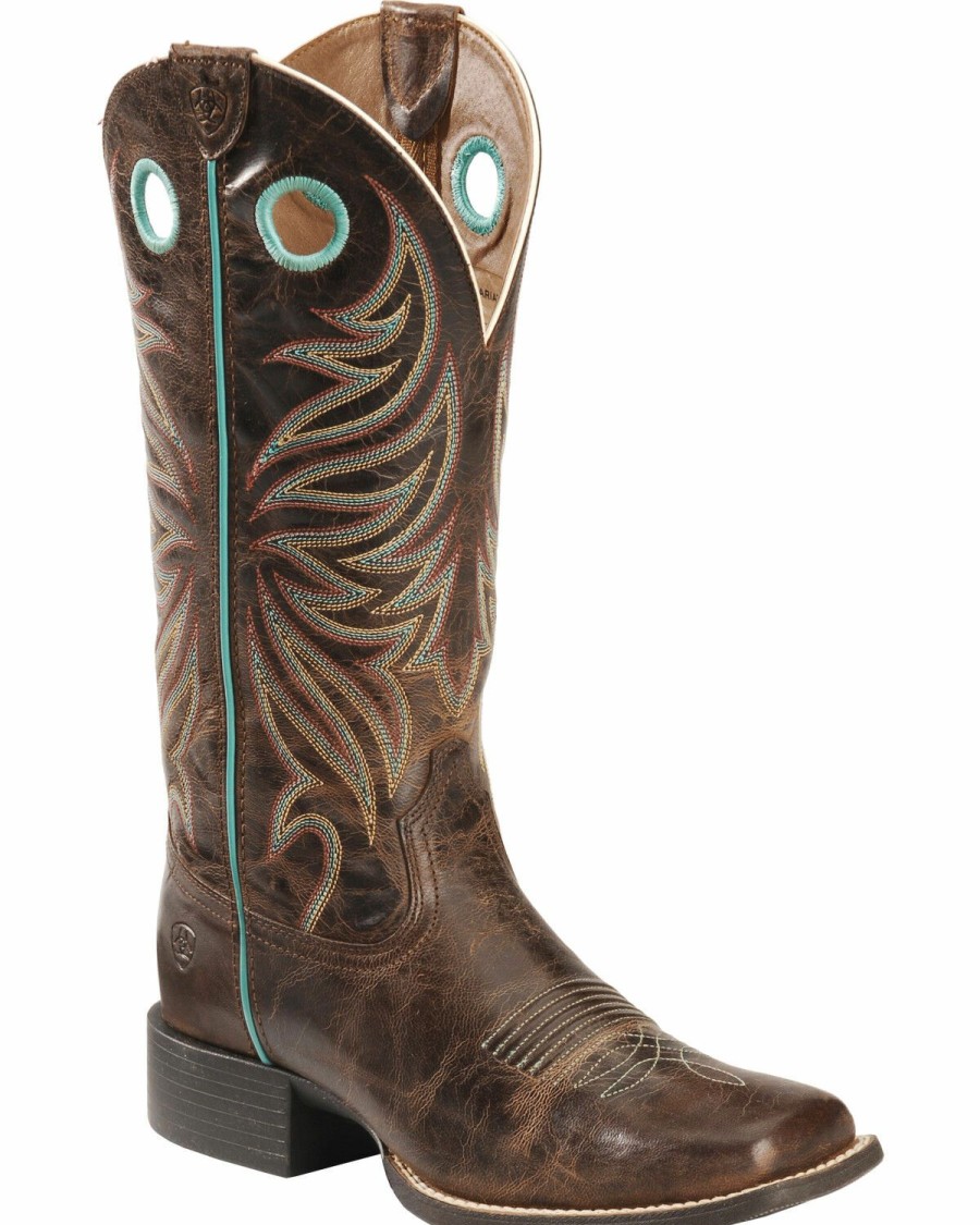 Boots & Shoes * | Ariat Round Up Ryder Cowgirl Boots Square Toe Online