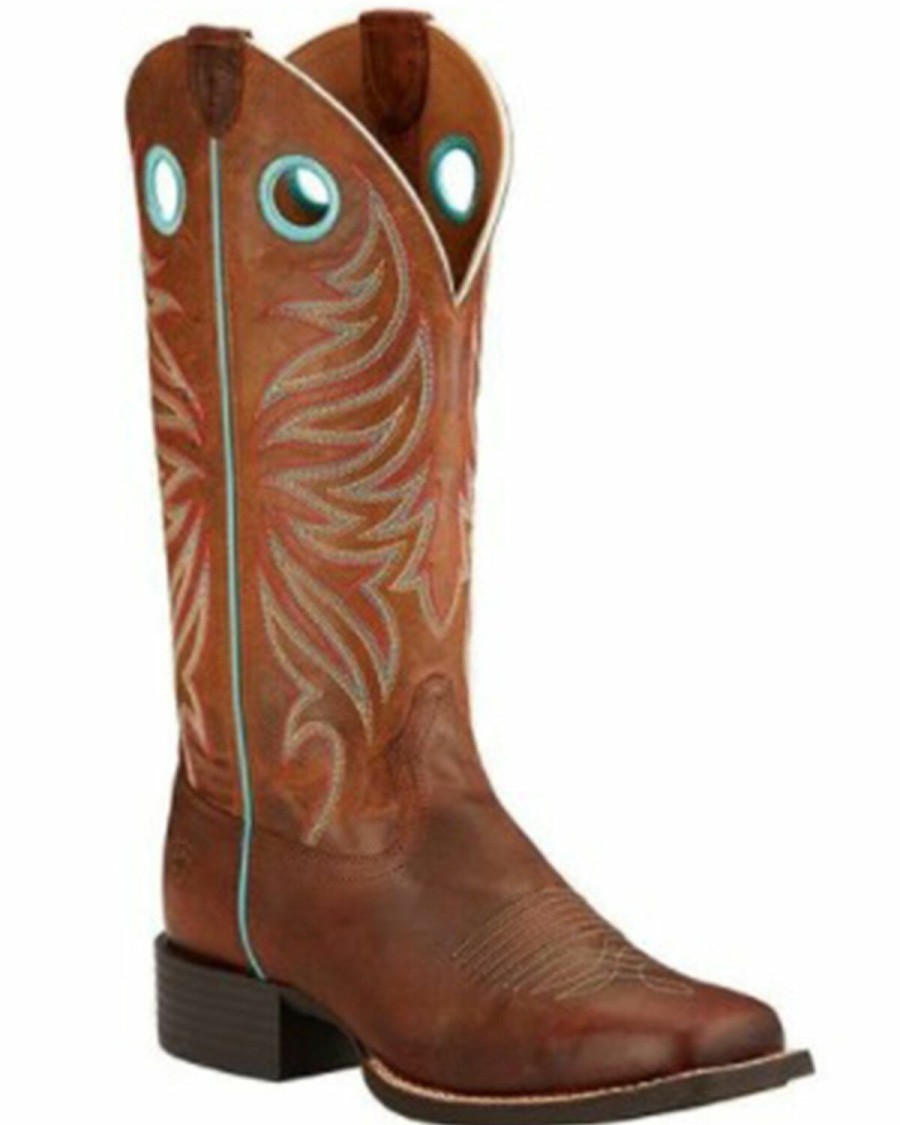 Boots & Shoes * | Ariat Round Up Ryder Cowgirl Boots Square Toe Online