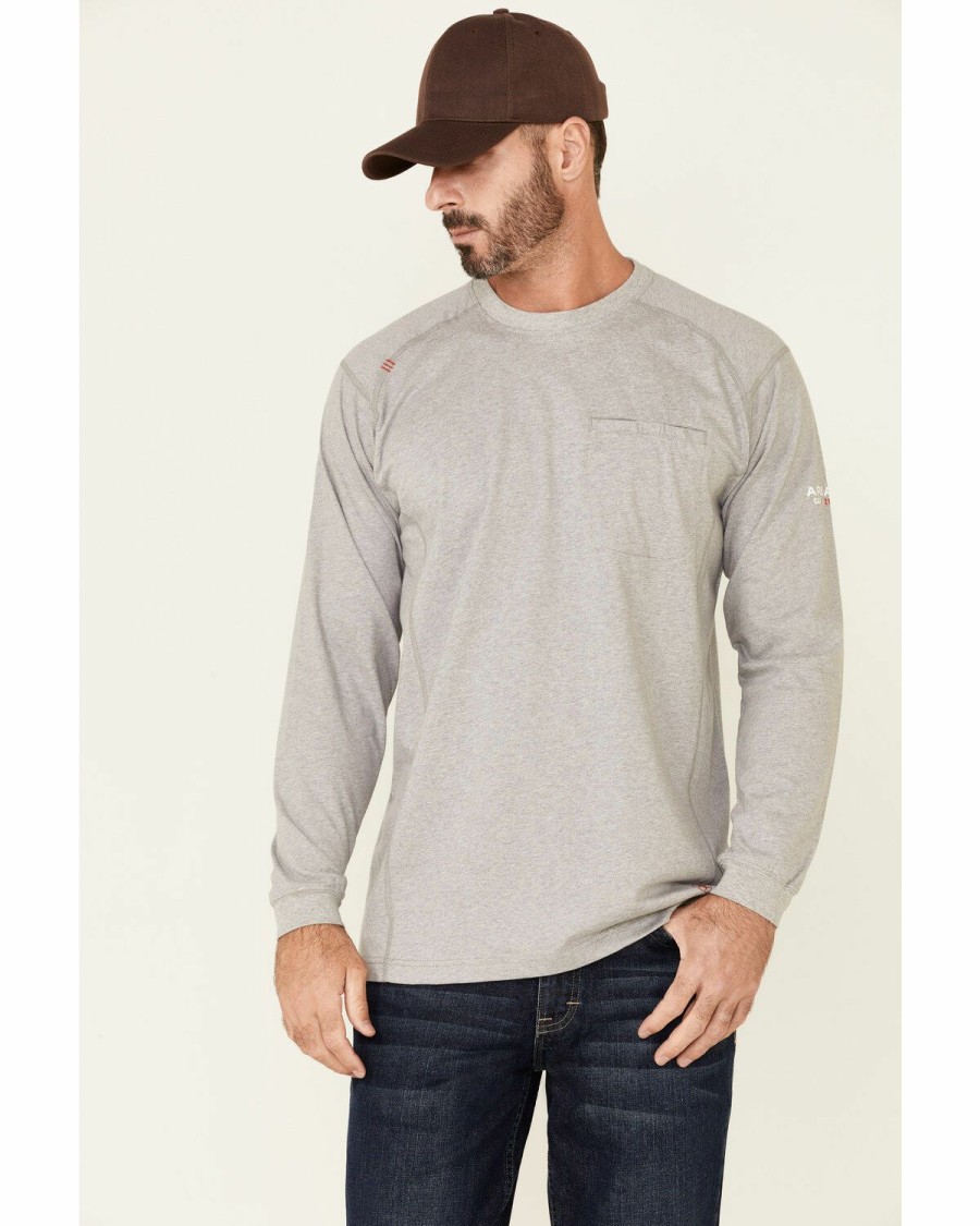 Men'S Clothing * | Ariat Men'S Fr Heather Grey Air Full Cover Graphic Long Sleeve Work T-Shirt Clearance