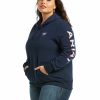 Women'S Clothing * | Ariat Women'S R.E.A.L Serape Arm Logo Pullover Hoodie Plus Outlet