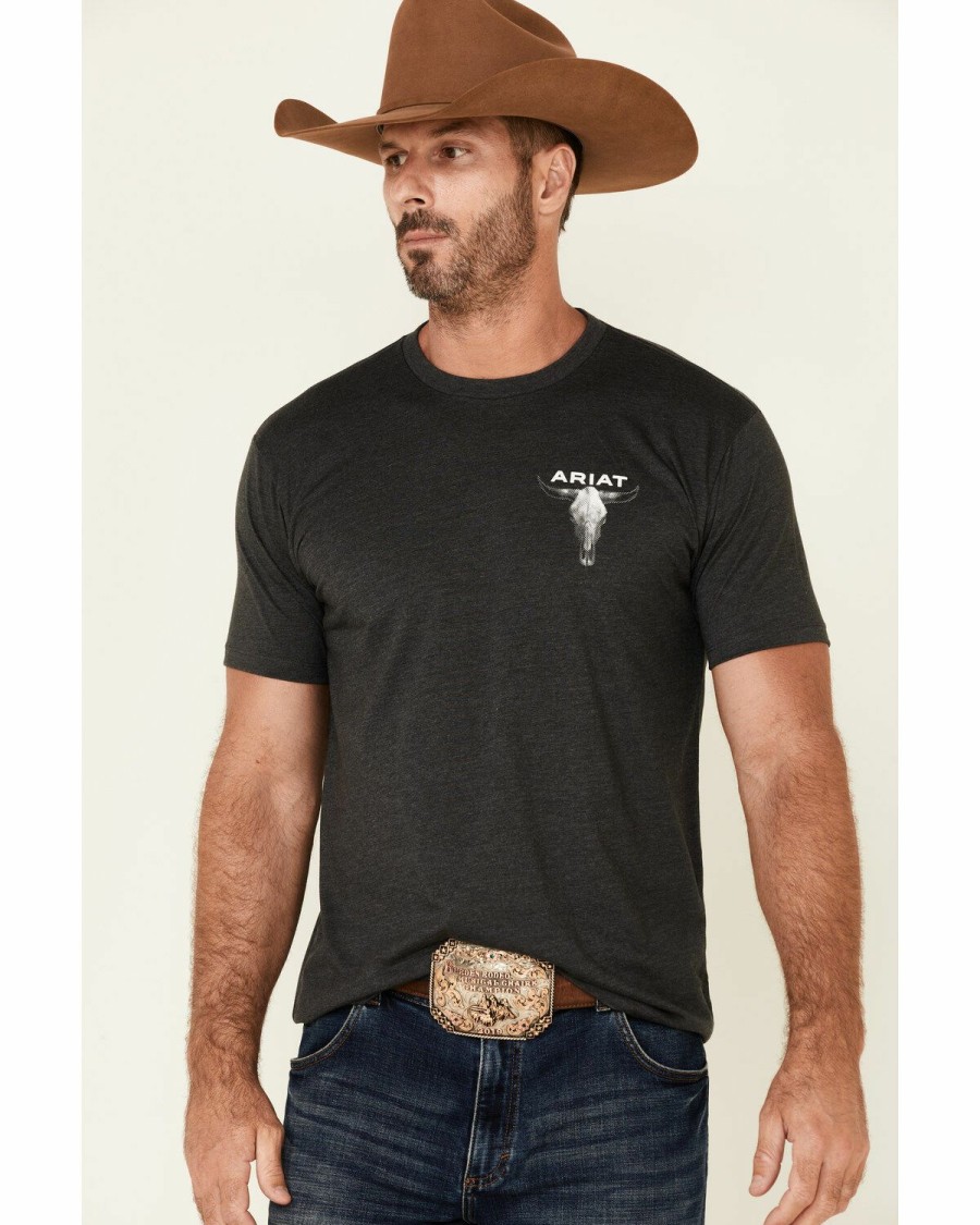 Men'S Clothing * | Ariat Men'S Heather Charcoal Haltone Usa Graphic Short Sleeve T-Shirt Sale