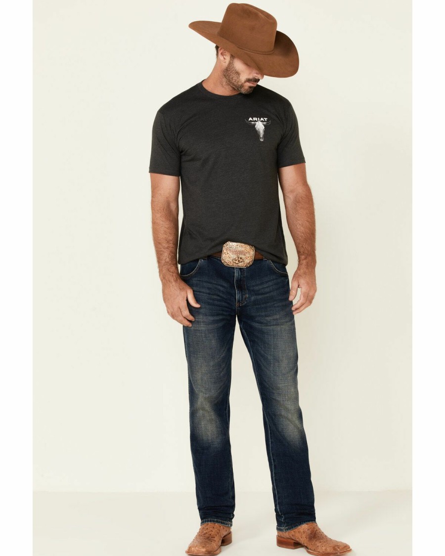 Men'S Clothing * | Ariat Men'S Heather Charcoal Haltone Usa Graphic Short Sleeve T-Shirt Sale