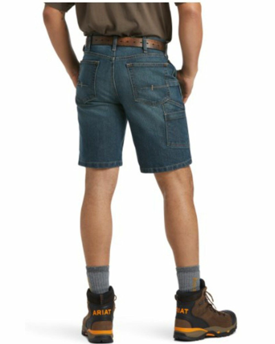 Men'S Clothing * | Ariat Men'S Phantom Dark Wash Rebar Durastretch Denim Utility Work Shorts Discount