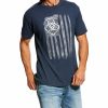 Men'S Clothing * | Ariat Men'S Navy Vertical Flag Graphic Short Sleeve T-Shirt Online