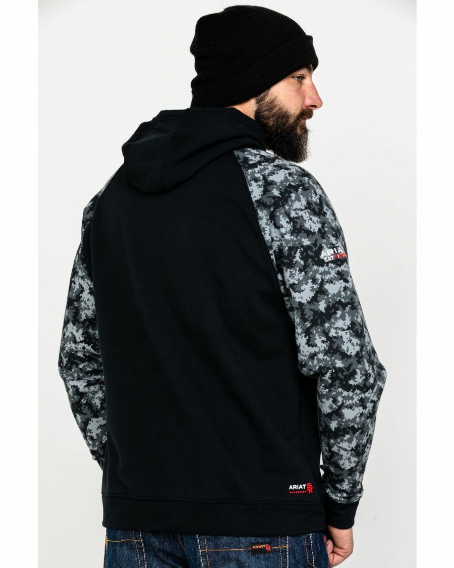 Men'S Clothing * | Ariat Men'S Black Digi Fr Patriot Work Hoodie Sale