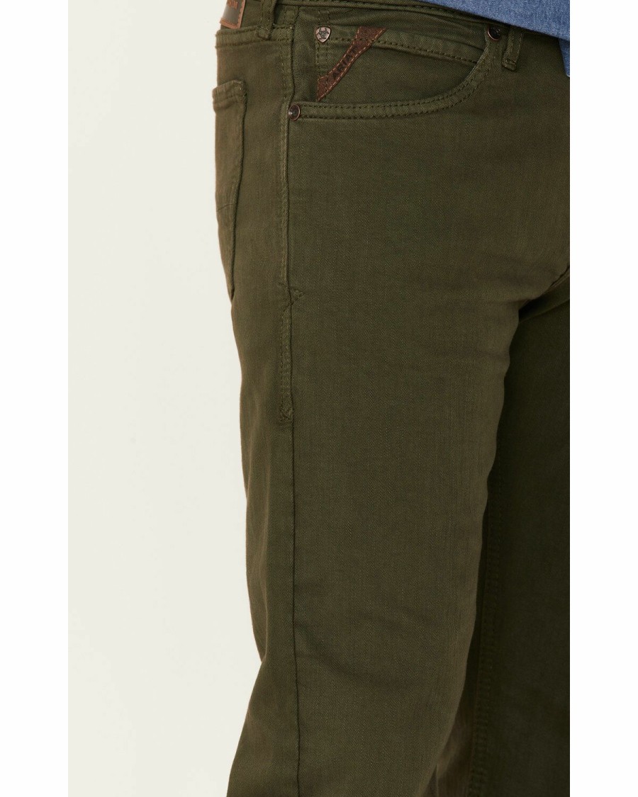 Men'S Clothing * | Ariat Men'S M7 Olive Green Grizzly Wash Stretch Slim Straight Jeans Sale