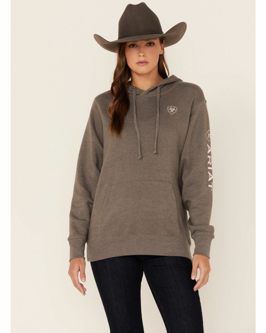 Women'S Clothing * | Ariat Women'S Charcoal Logo Hoodie Online