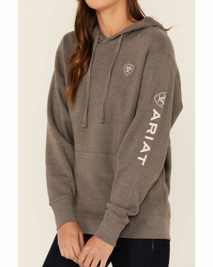 Women'S Clothing * | Ariat Women'S Charcoal Logo Hoodie Online