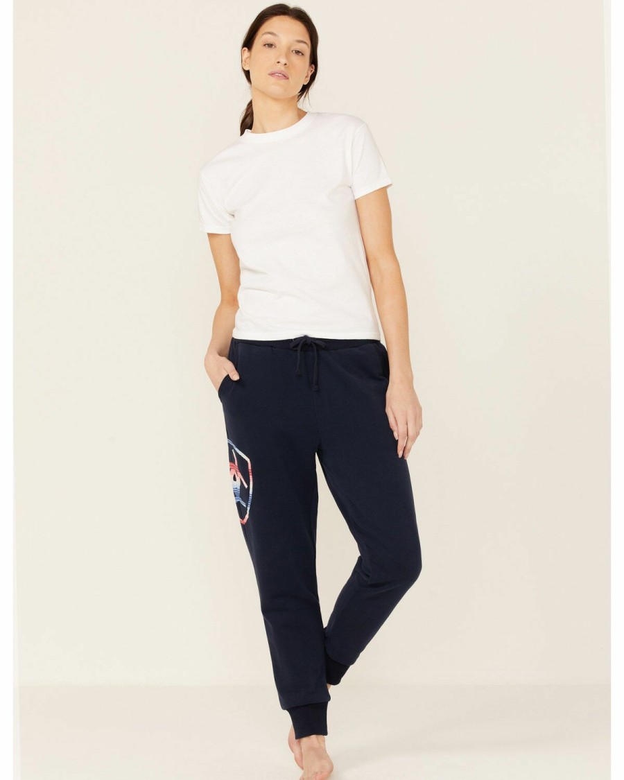 Women'S Clothing * | Ariat Women'S Navy R.E.A.L Serape Logo Jogger Pants Sale