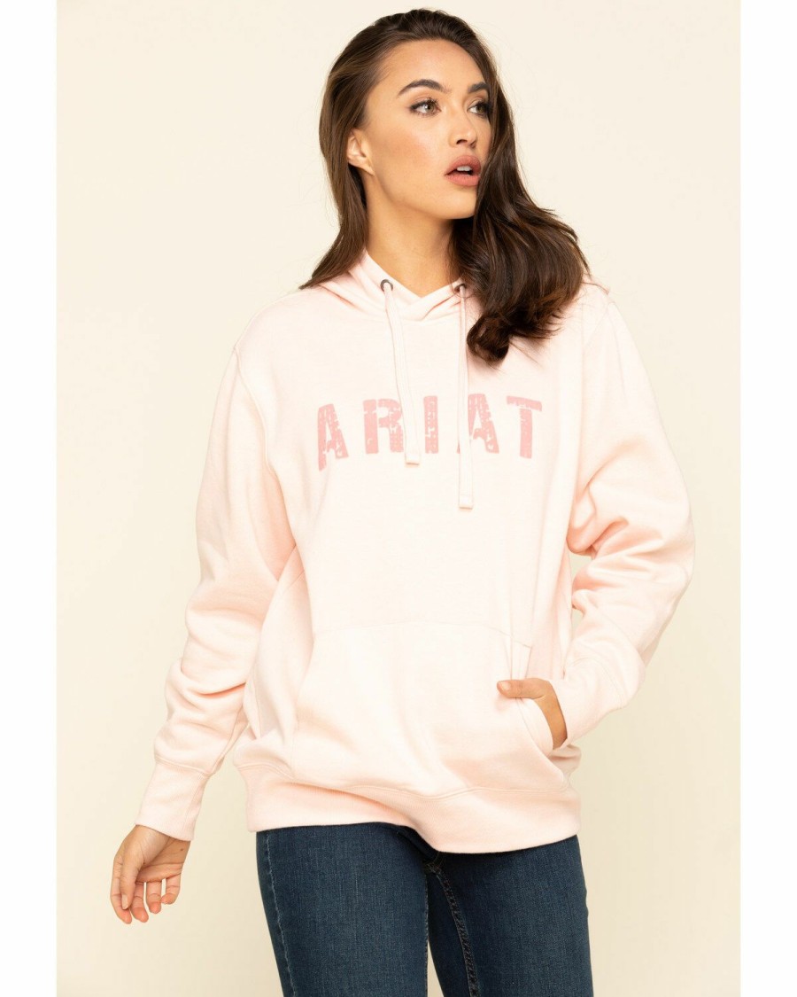 Women'S Clothing * | Ariat Women'S Blush Logo Hoodie Sweatshirt Clearance